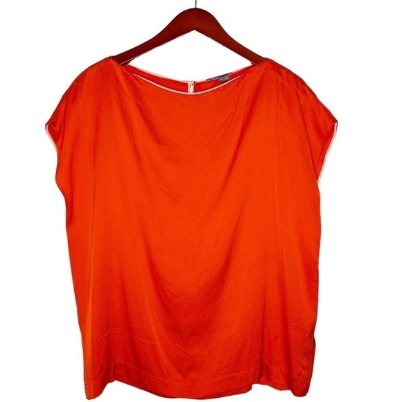 VINCE Silk Keyhole Button Back Blouse Top Size XS in Orange - Picture 2 of 14
